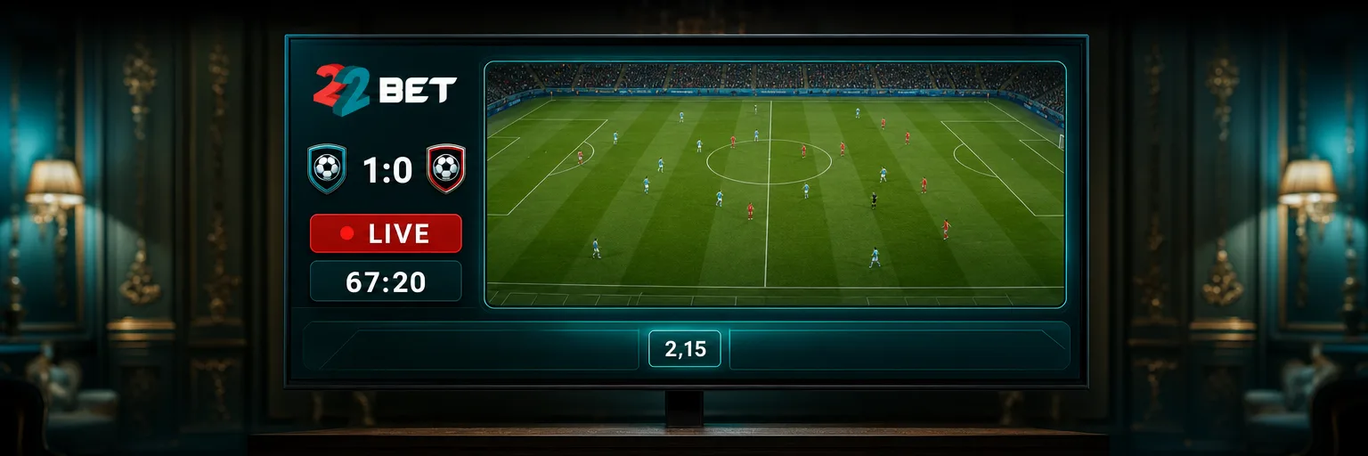 Pariuri live la 22Bet cu transmisiune, timp de joc și cote care se schimbă